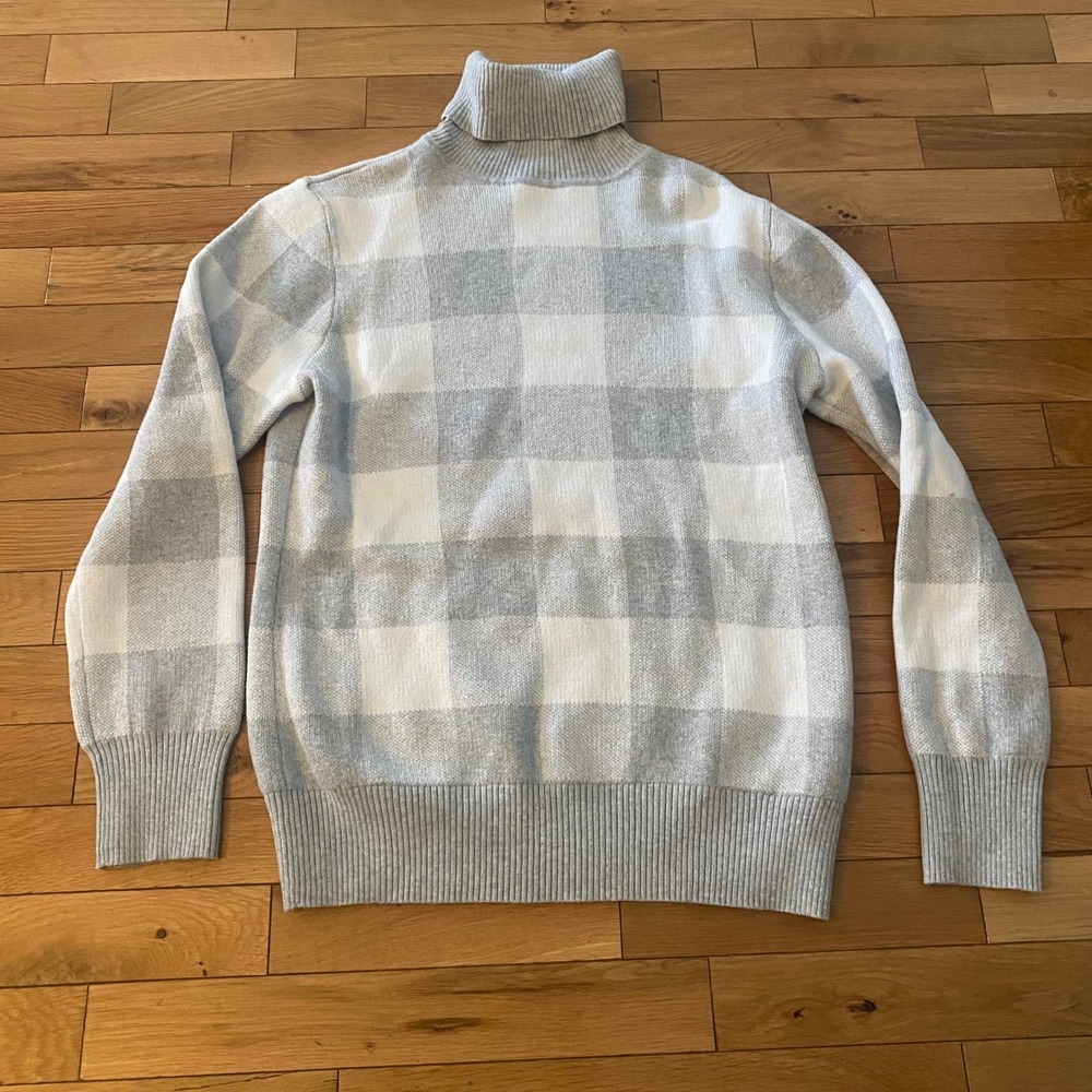 Women's L. L. Bean Plaid Turtleneck‎ Sweater Size Small Pullover Wool Blend
